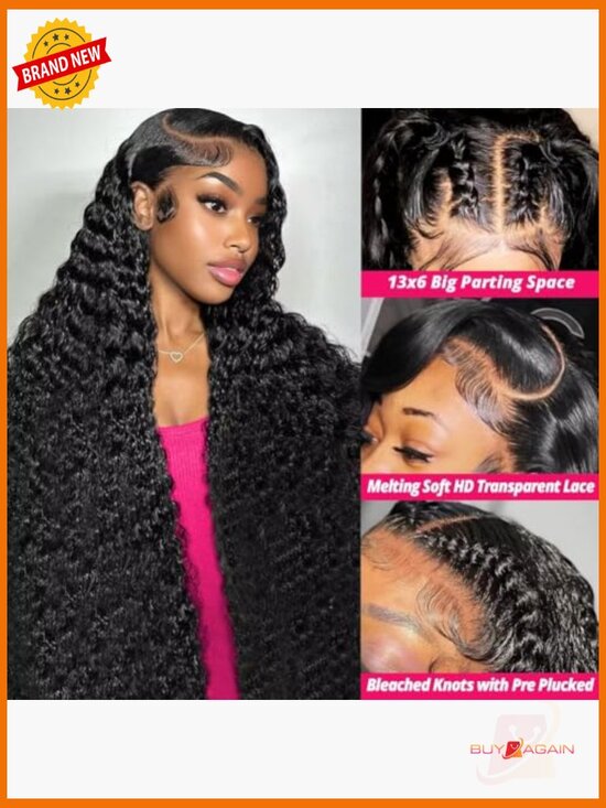 Deep Wave HD Lace Front Wig 210 Density Pre Plucked Brazilian Hair 24 Inch Human Hair Lace Front Wig 210% Density Body Wave Pre  main image 3